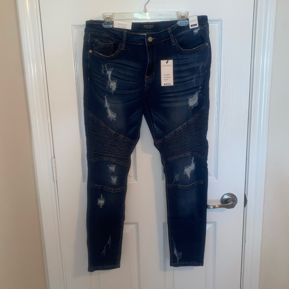Judy Blue Mid-Rise Moto Jeans, Size 13/31